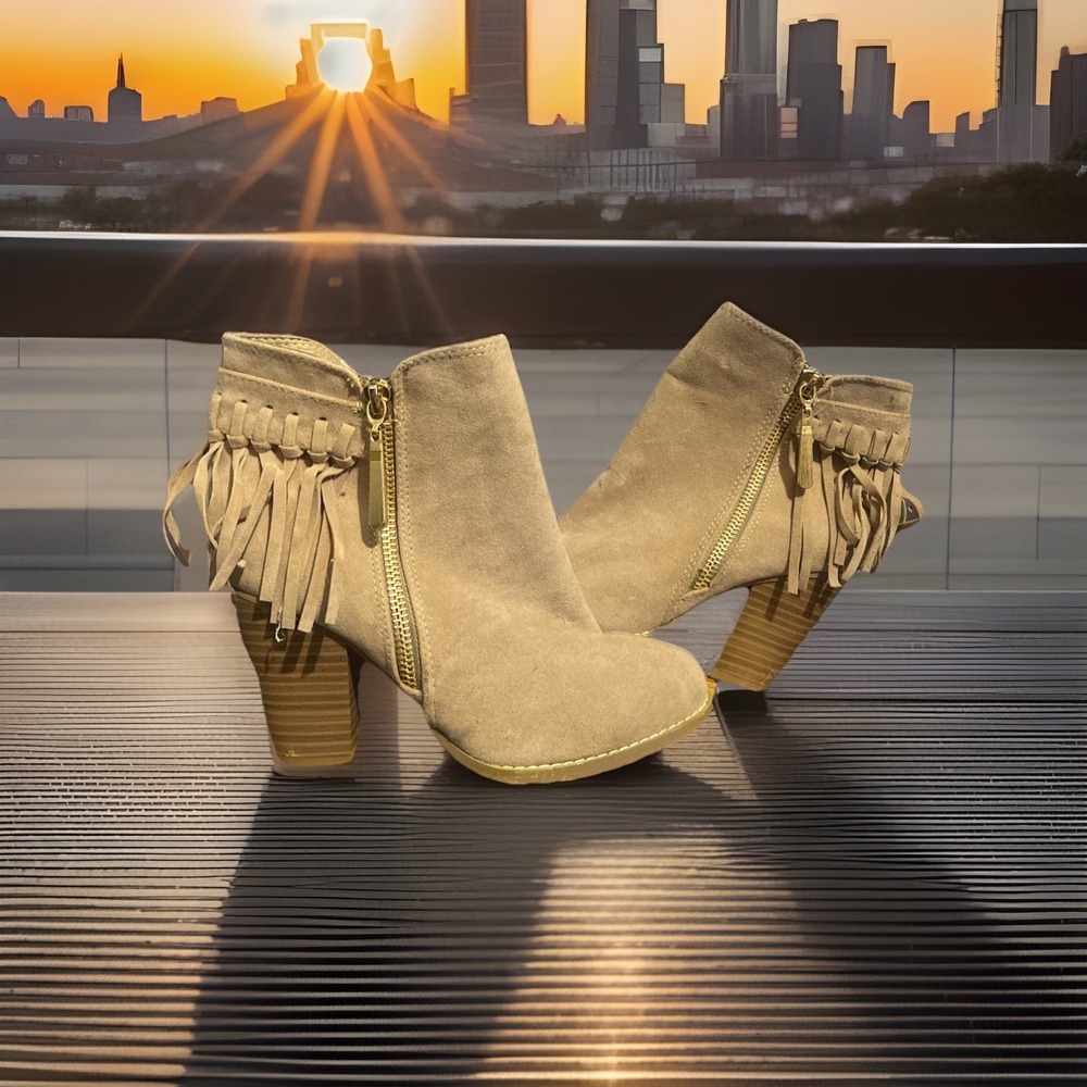 Bella Marie Ankle Boots Fringe Size 6.5 Brown Cowgirl Party